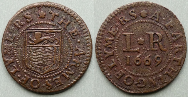 Lyme Regis, town issue 1669 farthing N925 Lyme Regis, town issue 1669 farthing N925